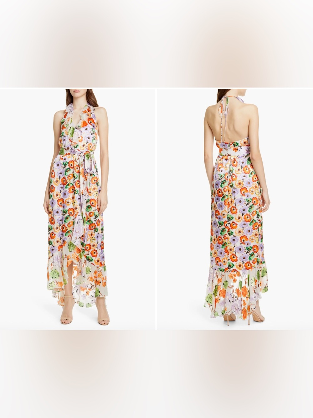 Alice + Olivia Evelia Asymmetric Floral maxi dress US 10 $595